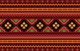 Pixel art fabric pattern Vibrant squares and triangles in a retro ethnic design seamlessly repeat on a background vector