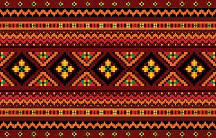 Pixel art fabric pattern Vibrant squares and triangles in a retro ethnic design seamlessly repeat on a background vector