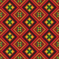 Seamless geometric pattern Bold squares, triangles and rectangles in orange, yellow and green create a captivating fabric design vector