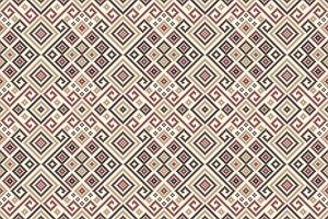 Ethnic pattern a geometric design with squares, triangles, and circles in shades of red, yellow, and brown on a beige background. The seamless design. vector
