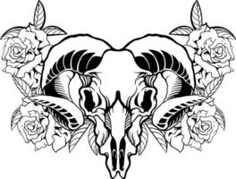 goat head skull illustration vector