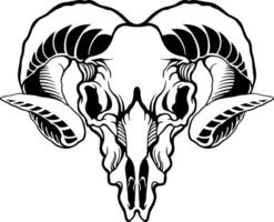 goat head skull illustration vector