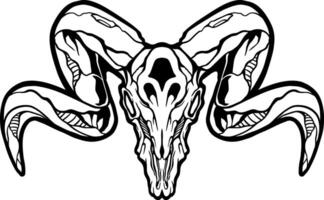 goat head skull illustration vector