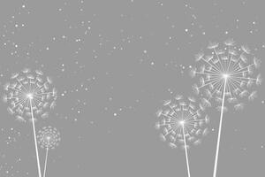 Flying dandelion seeds, vector icon. Vector isolated decoration element from scattered silhouettes.