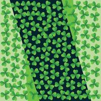 St Patrick's Day background. Vector illustration for lucky spring design with shamrock. Green clover border and stripe frame isolated on green background. Ireland symbol pattern. Irish header for web.