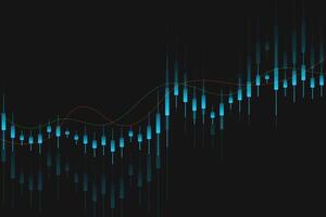 Financial business statistics with bar graph and candlestick chart show stock market price on dark background vector