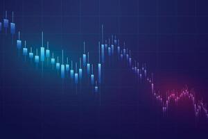 Gráfico de gráfico de palo de vela de negocios de comercio de inversión en bolsa sobre fondo azul. punto alcista, tendencia ascendente del gráfico. diseño de vectores de economía