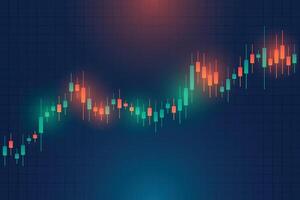 Financial business statistics with bar graph and candlestick chart show stock market price on dark background vector