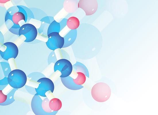 Background with abstract molecules or atoms. Science or medical molecular structure.
