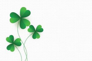 Green flying clover leaves isolated on white background. Vector illustration. Spring decoration for Saint Patrick's day border or frame design