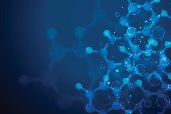 Background with abstract molecules or atoms. Science or medical molecular structure.