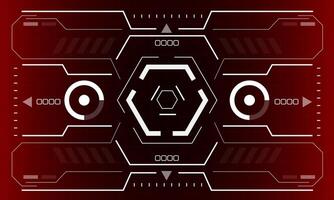 HUD sci-fi interface screen view white hexagon geometric design virtual reality futuristic technology creative display on red vector