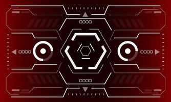 HUD sci-fi interface screen view white hexagon geometric design virtual reality futuristic technology creative display on red vector