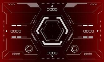 HUD sci-fi interface screen view white hexagon geometric design virtual reality futuristic technology creative display on red vector