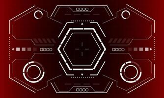 HUD sci-fi hexagon interface screen view white hexagon geometric design virtual reality futuristic technology creative display on red vector