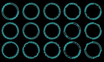 Set of sci fi blue circle user interface elements technology futuristic design modern creative on black background vector