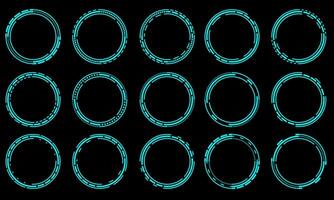 Set of sci fi blue circle user interface elements technology futuristic design modern creative on black background vector