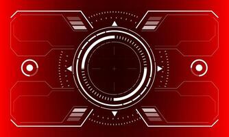 HUD sci-fi interface screen view white circular geometric design virtual reality futuristic technology creative display on red vector