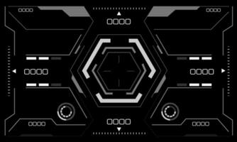 HUD sci-fi interface screen view white hexagon geometric design virtual reality futuristic technology creative display on black vector