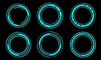 Set of sci fi blue circle user interface elements technology futuristic design modern creative on black background vector