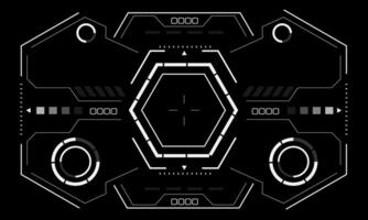 HUD sci-fi hexagon interface screen view white hexagon geometric design virtual reality futuristic technology creative display on black vector