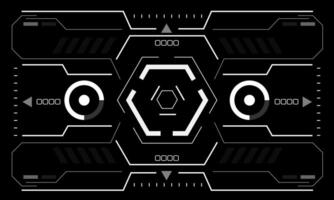 HUD sci-fi interface screen view white hexagon geometric design virtual reality futuristic technology creative display on black vector