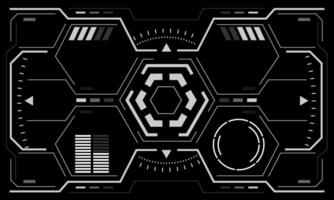 HUD sci-fi interface screen view white hexagon geometric design virtual reality futuristic technology creative display on black vector