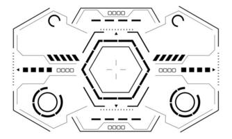 hud ciencia ficción hexágono interfaz pantalla ver negro hexágono geométrico diseño virtual realidad futurista tecnología creativo monitor en blanco vector