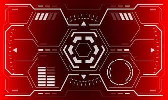 HUD sci-fi interface screen view white hexagon geometric design virtual reality futuristic technology creative display on red vector