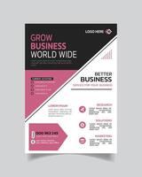 Latest Corporate Business Flyer or Trendy Business Leaflet Pink and Black vector