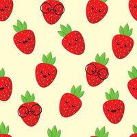 Vector pattern with kawaii strawberries