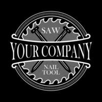 saw and nail handyman tool logo, Design element for logo, poster, card, banner, emblem, t shirt. Vector illustration