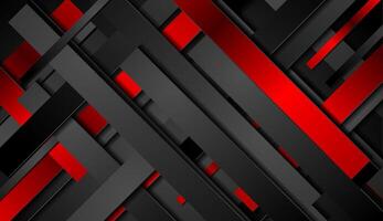 Tech geometric abstract background with red and black stripes vector