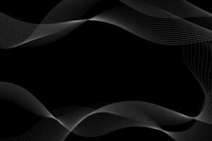 Grey abstract curved wavy lines on black background vector