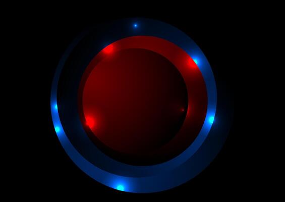 Abstract red blue glowing shiny circles tech background