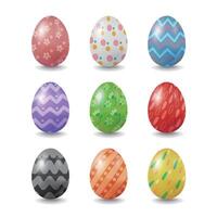 A collection of Easter eggs in different colors and patterns vector