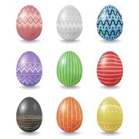 A collection of Easter eggs in different colors and patterns vector