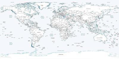 político sencillo contorno mundo mapa equirrectangular proyección vector