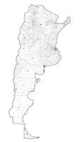 Administrative outline map of Argentina showing regions, provinces vector