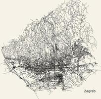 Vector city road map of Zagreb, Croatia
