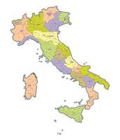 Administrative map of Italy showing regions, provinces vector