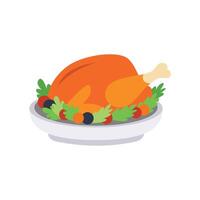 Festive Thanksgiving Turkey Dinner Flat Design for Thanksgiving Theme Illustration. vector