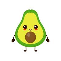 Cute funny avocado fruit character. Vector cartoon kawaii character illustration