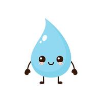 Cute funny water drop character. Vector cartoon kawaii character illustration