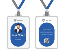 professional corporate id card template, clean blue id card design with realistic mockup vector