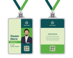 professional corporate id card template, clean green id card design with realistic mockup vector