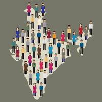 massive group of people standing on Indian Map represent the population of Indian country , vector illustration , could be used as Background for presentation