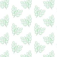 Seamless pattern branches with green leaves. For postcard, card, invitation, poster, banner template lettering typography. Seasons Greetings. Vector illustration