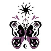 místico mariposa. blanco fondo, aislar vector