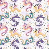 Cute Chinese dragon. Vector illustration, seamless pattern